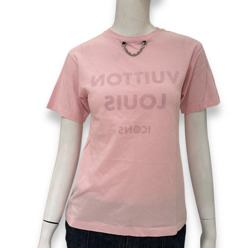 Inverted Printed T Shirt XS Pink Ready-to-Wear in Cotton, Silver hardware