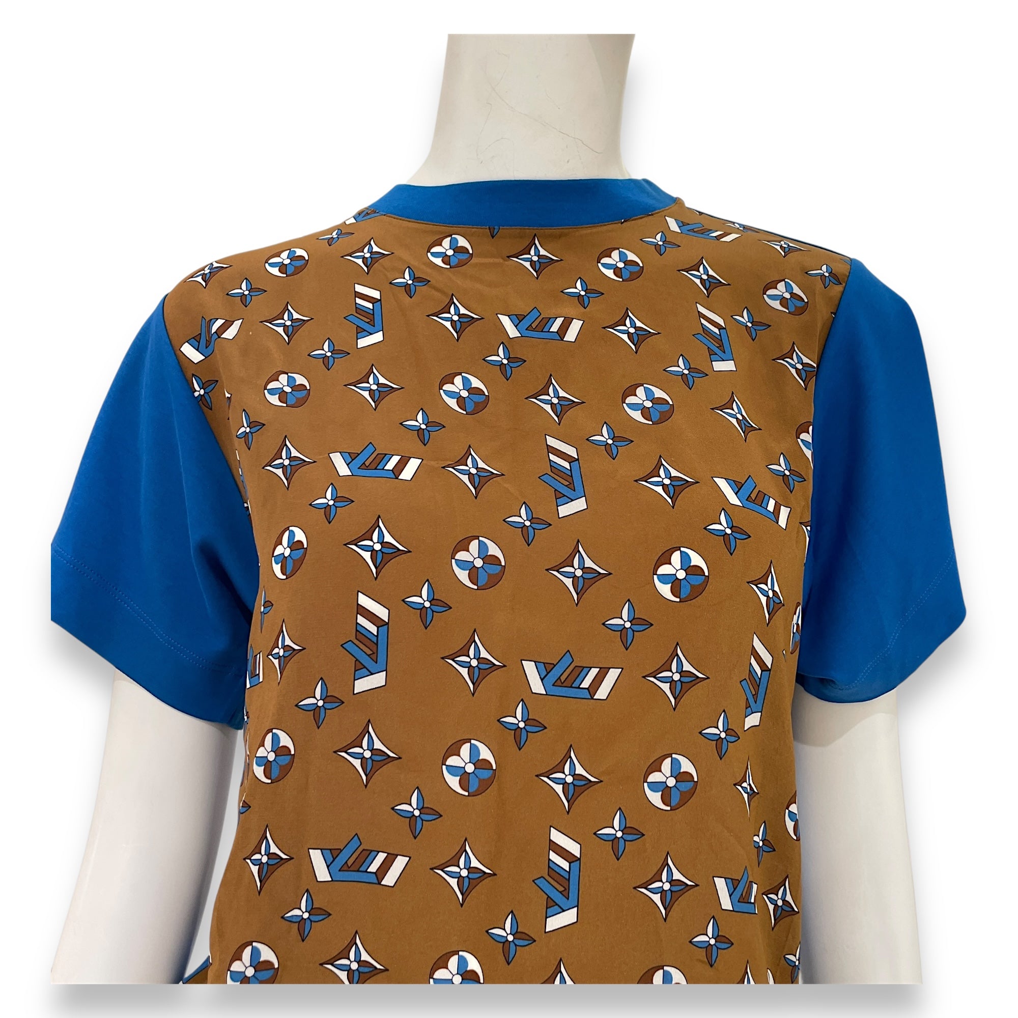Monogram T Shirt XS Brown/Blue Ready-to-Wear, Silver hardware