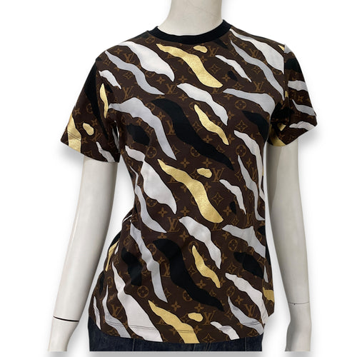 Camo Stripe Monogram T Shirt XS Brown Ready-to-Wear in Cotton