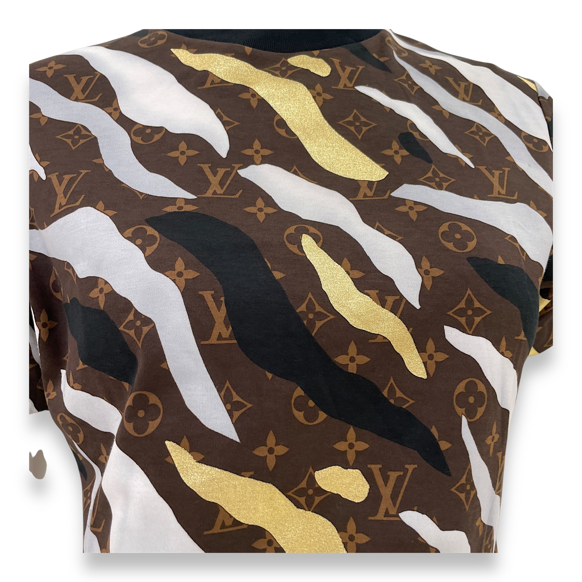 Camo Stripe Monogram T Shirt XS Brown Ready-to-Wear in Cotton