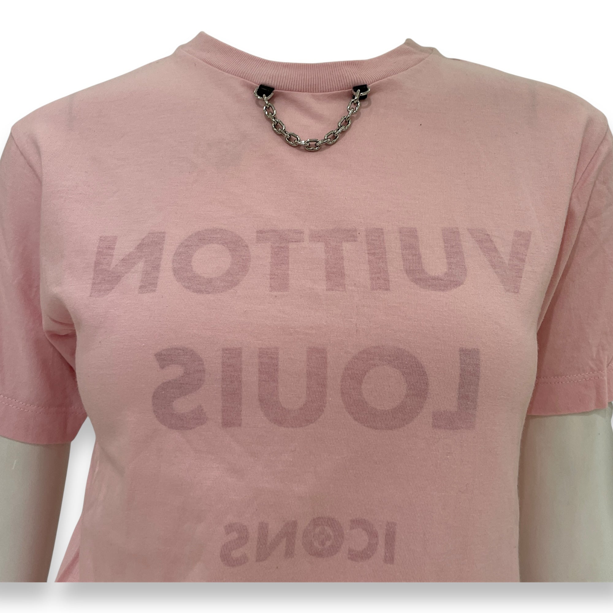 Inverted Printed T Shirt XS Pink Ready-to-Wear in Cotton, Silver hardware