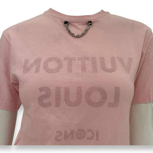 Inverted Printed T Shirt XS Pink Ready-to-Wear in Cotton, Silver hardware