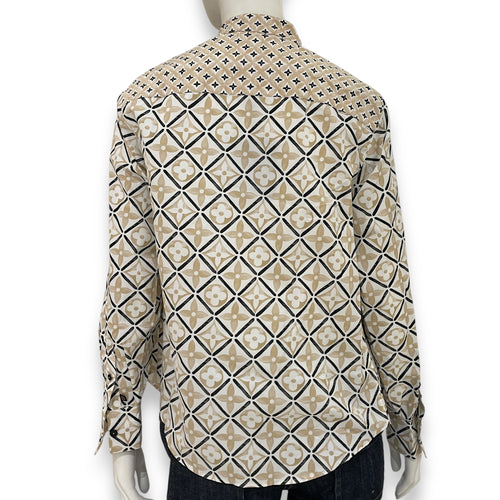 Colourful Logo Print Long-Sleeved Shirt 34 Beige Ready-to Wear in Cotton