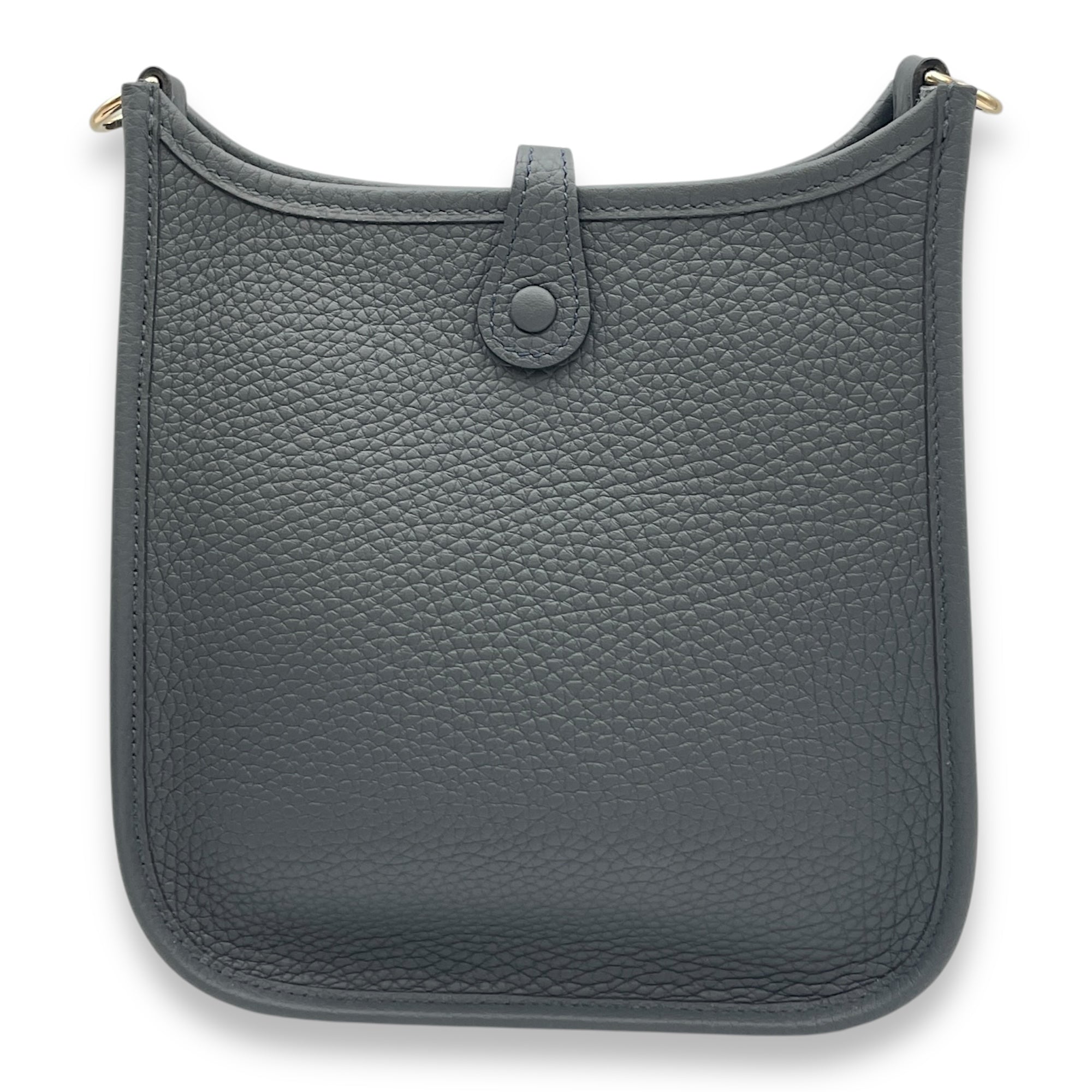 Evelyne (Short Strap) Mini Gris Misty in Clemence, Permabrass hardware