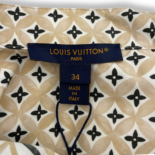 Colourful Logo Print Long-Sleeved Shirt 34 Beige Ready-to Wear in Cotton