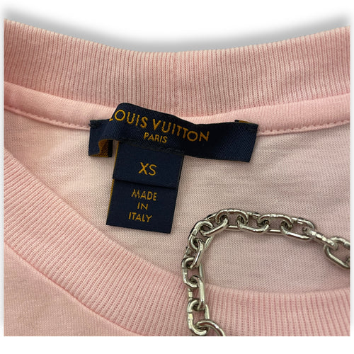Inverted Printed T Shirt XS Pink Ready-to-Wear in Cotton, Silver hardware