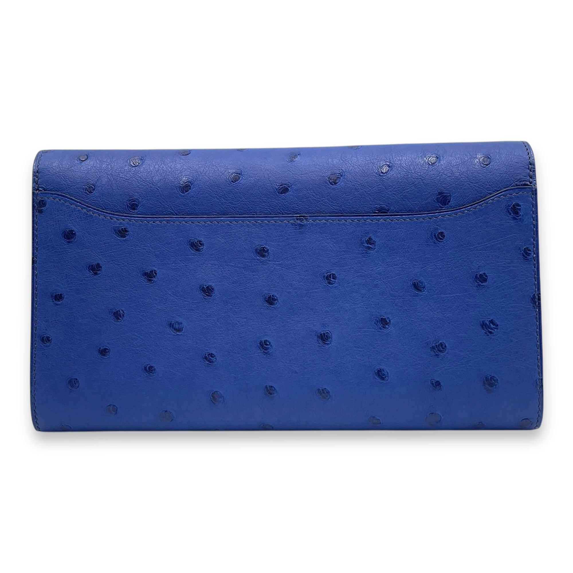 Constance Blue Saphir Wallet on Chain in Ostrich, Gold hardware