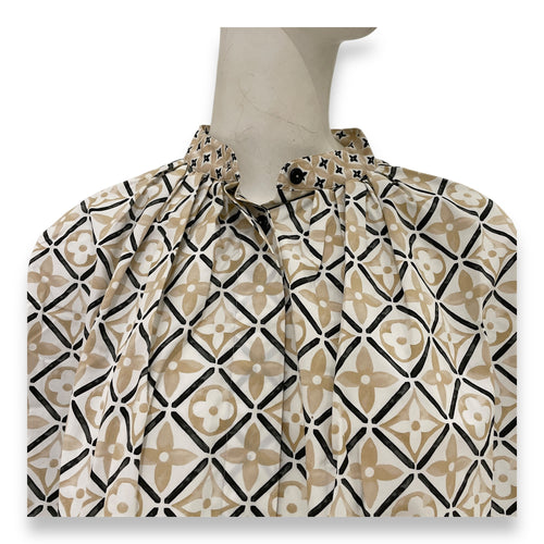 Colourful Logo Print Long-Sleeved Shirt 34 Beige Ready-to Wear in Cotton