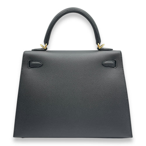 Sellier Kelly 25 Black in Epsom, Gold hardware