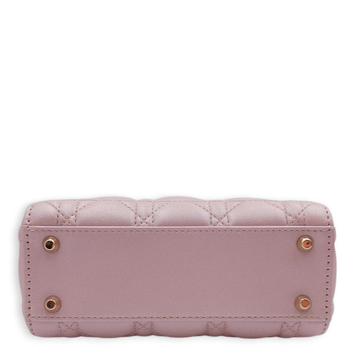 Lady Dior Mini Pearly Pink Top Handle Bag in Lambskin, Gold hardware