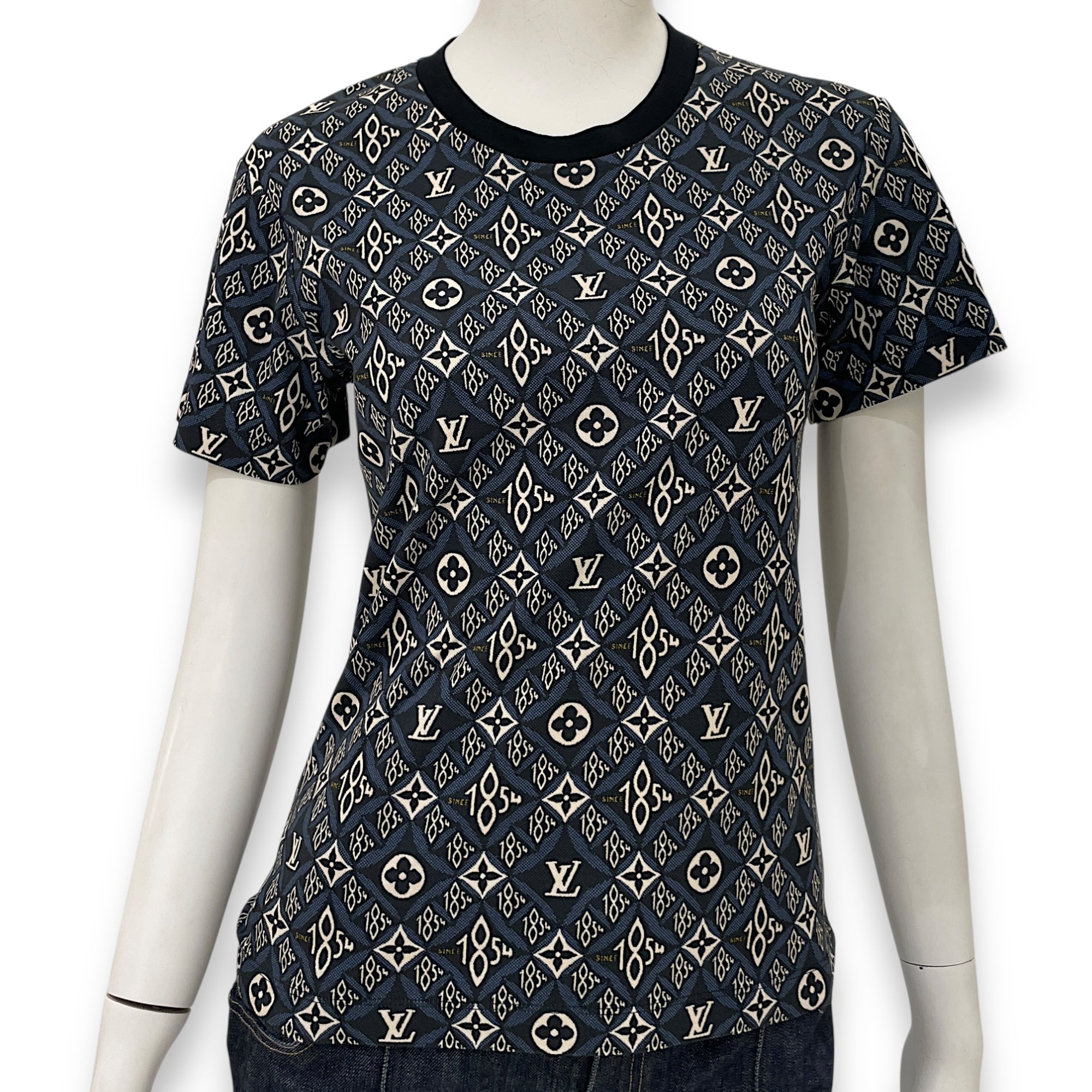 Monogram Printed T Shirt XS Blue Ready-to-Wear in Cotton