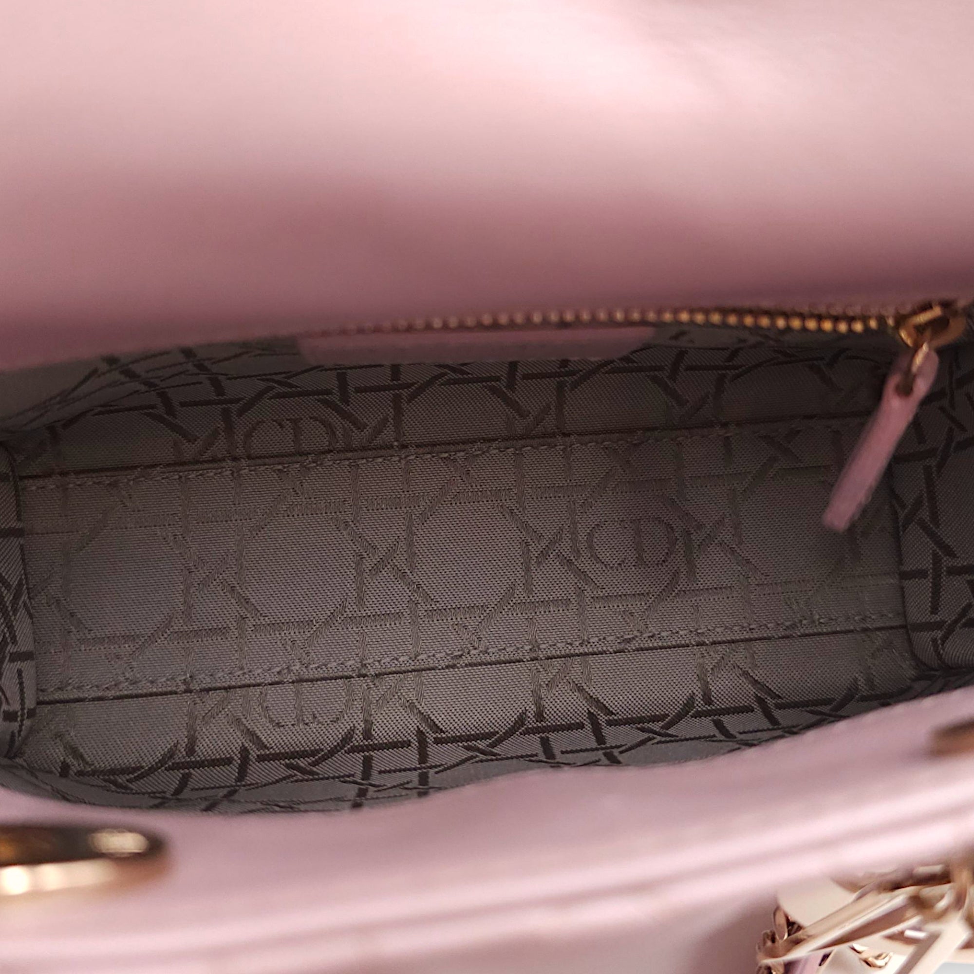 Lady Dior Mini Pearly Pink Top Handle Bag in Lambskin, Gold hardware