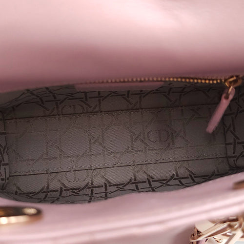 Lady Dior Mini Pearly Pink Top Handle Bag in Lambskin, Gold hardware