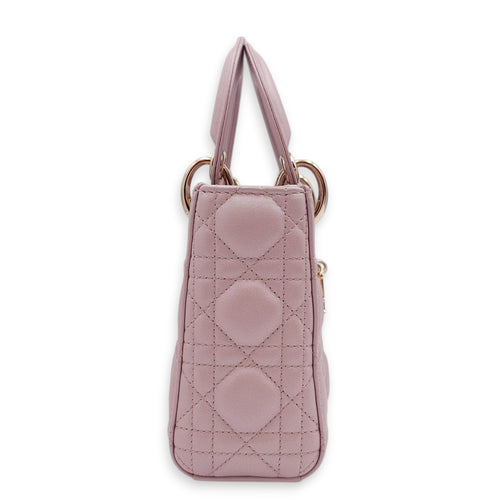 Lady Dior Mini Pearly Pink Top Handle Bag in Lambskin, Gold hardware