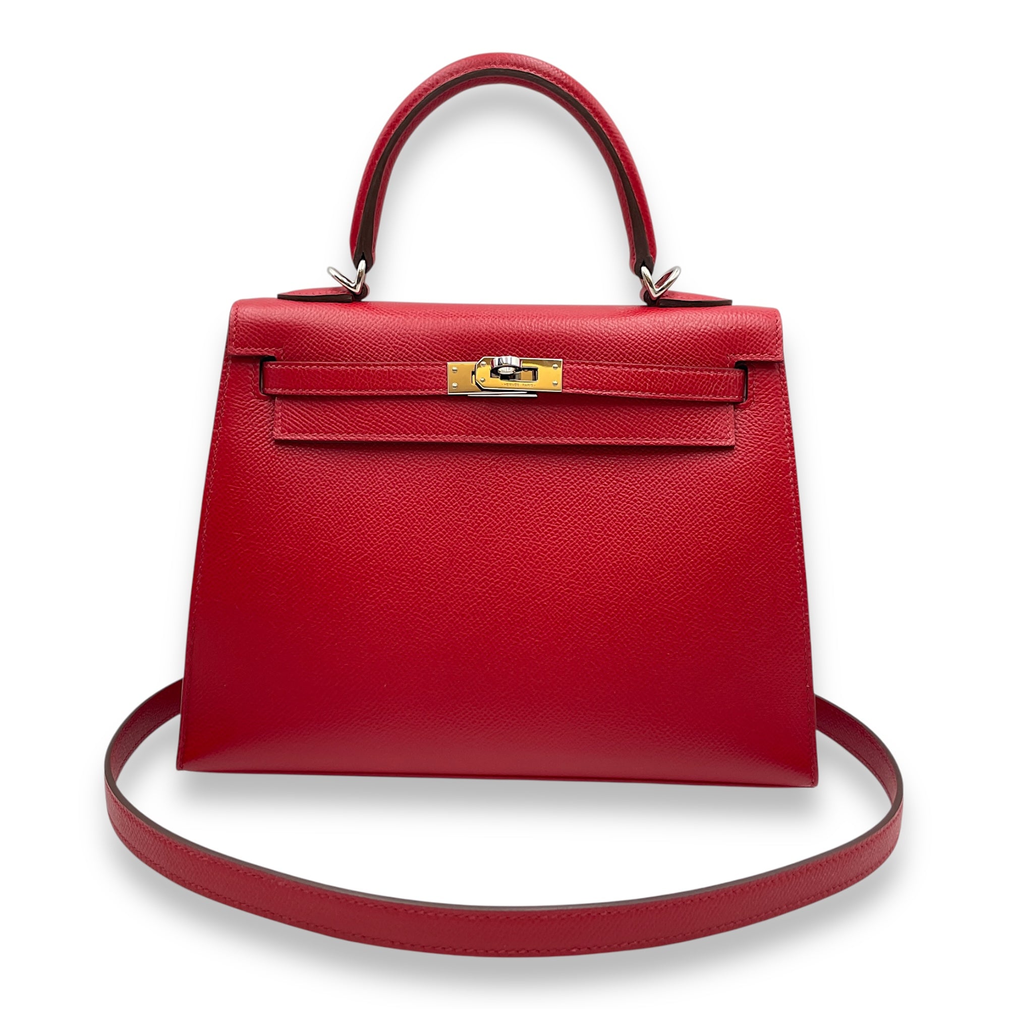 Sellier Kelly 25 Rouge Piment in Epsom, Palladium hardware