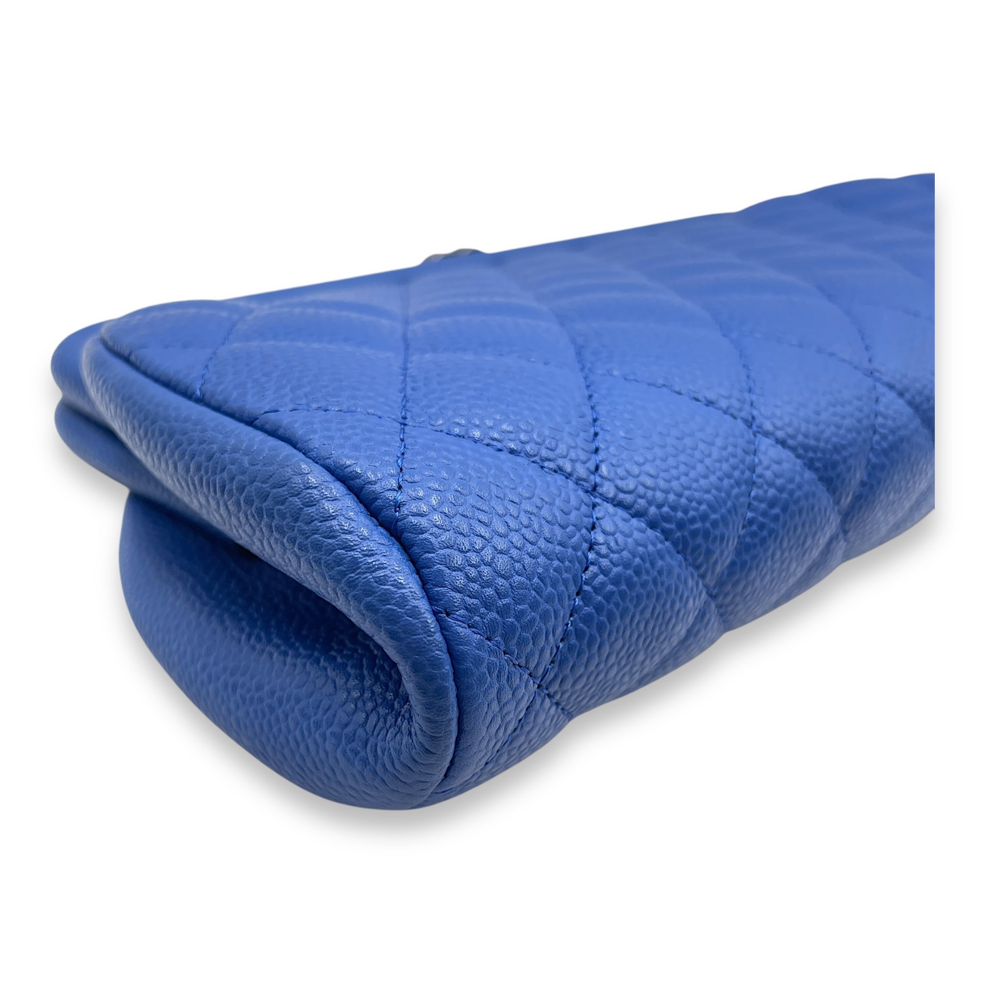 Timeless Blue Clutch in Caviar Leather, Ruthenium hardware
