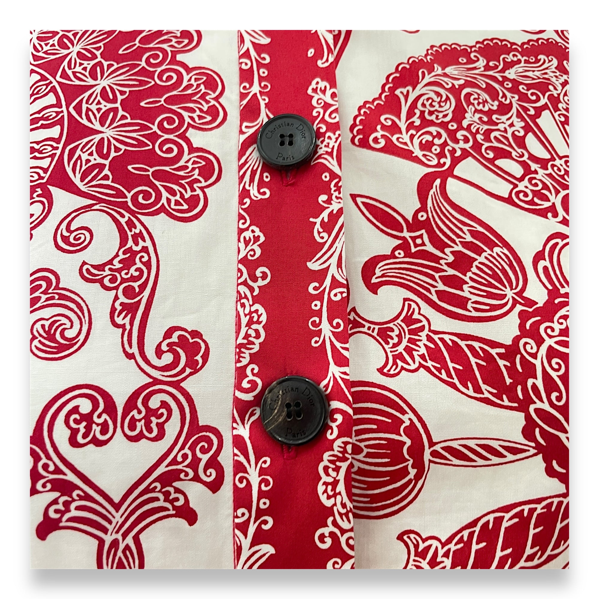 Printed Long Dress 36 Red Ready-To-Wear in Cotton