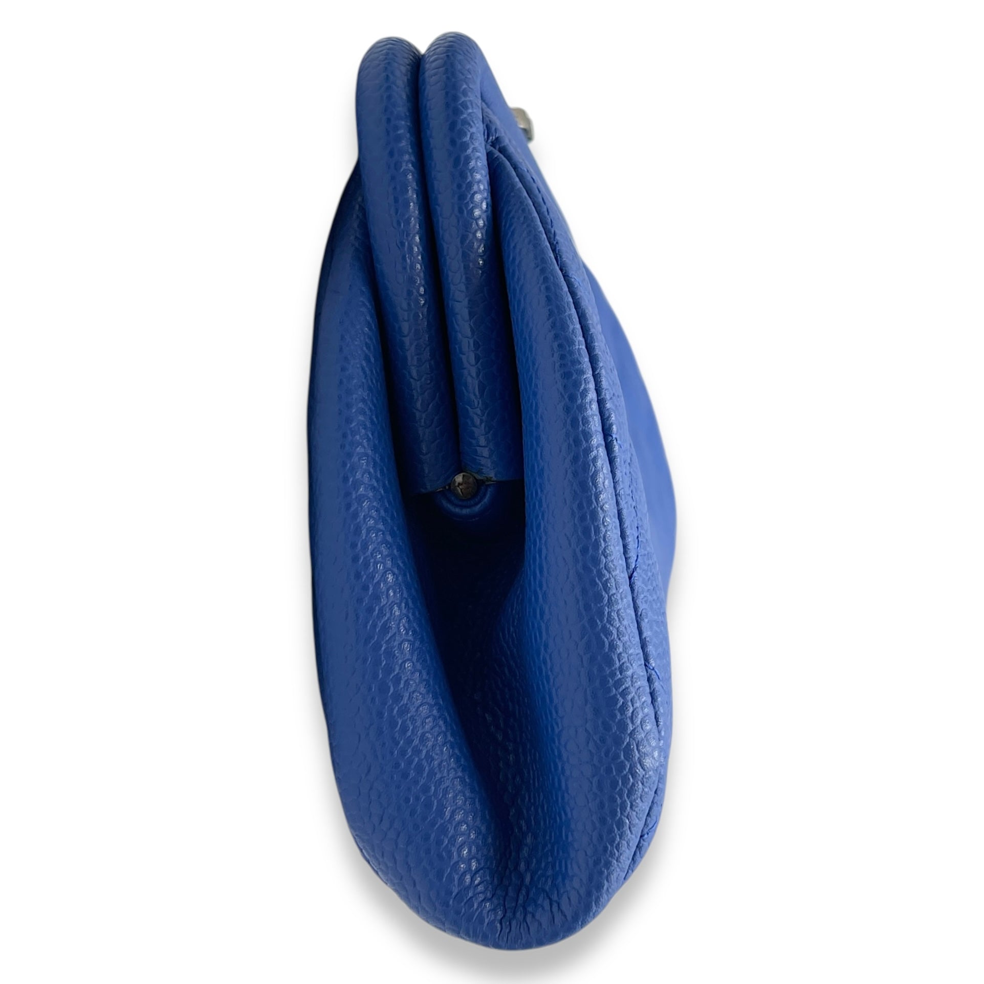 Timeless Blue Clutch in Caviar Leather, Ruthenium hardware