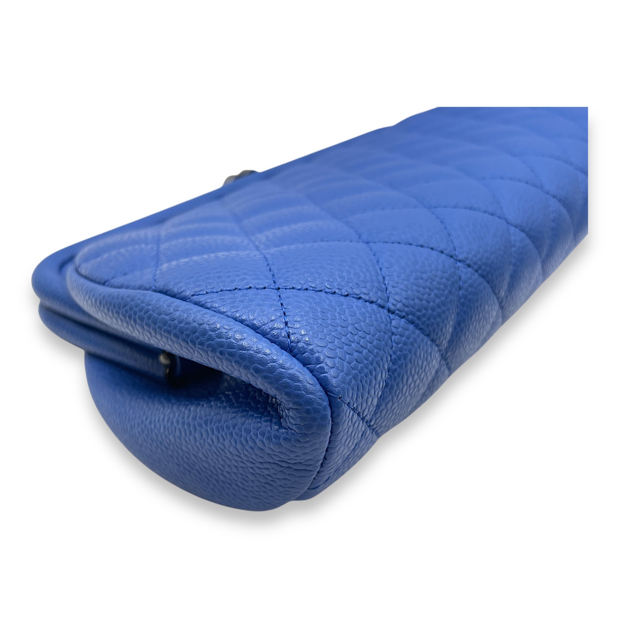 Timeless Blue Clutch in Caviar Leather, Ruthenium hardware