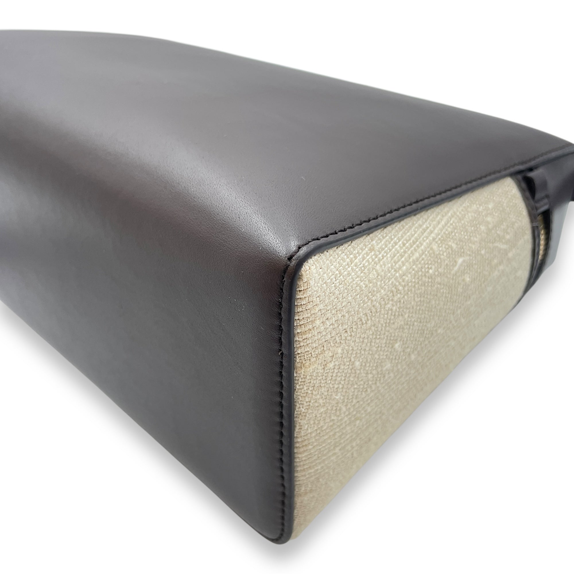 Extra Pocket 27 Silk Milk Amber-Dark Chocolate Shoulder Bag in Silk, Gold hardware