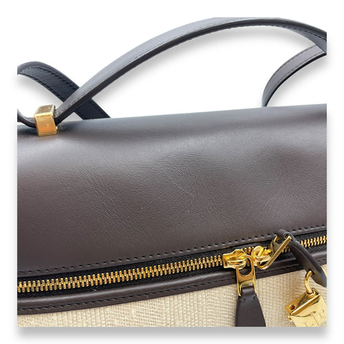 Extra Pocket 27 Silk Milk Amber-Dark Chocolate Shoulder Bag in Silk, Gold hardware