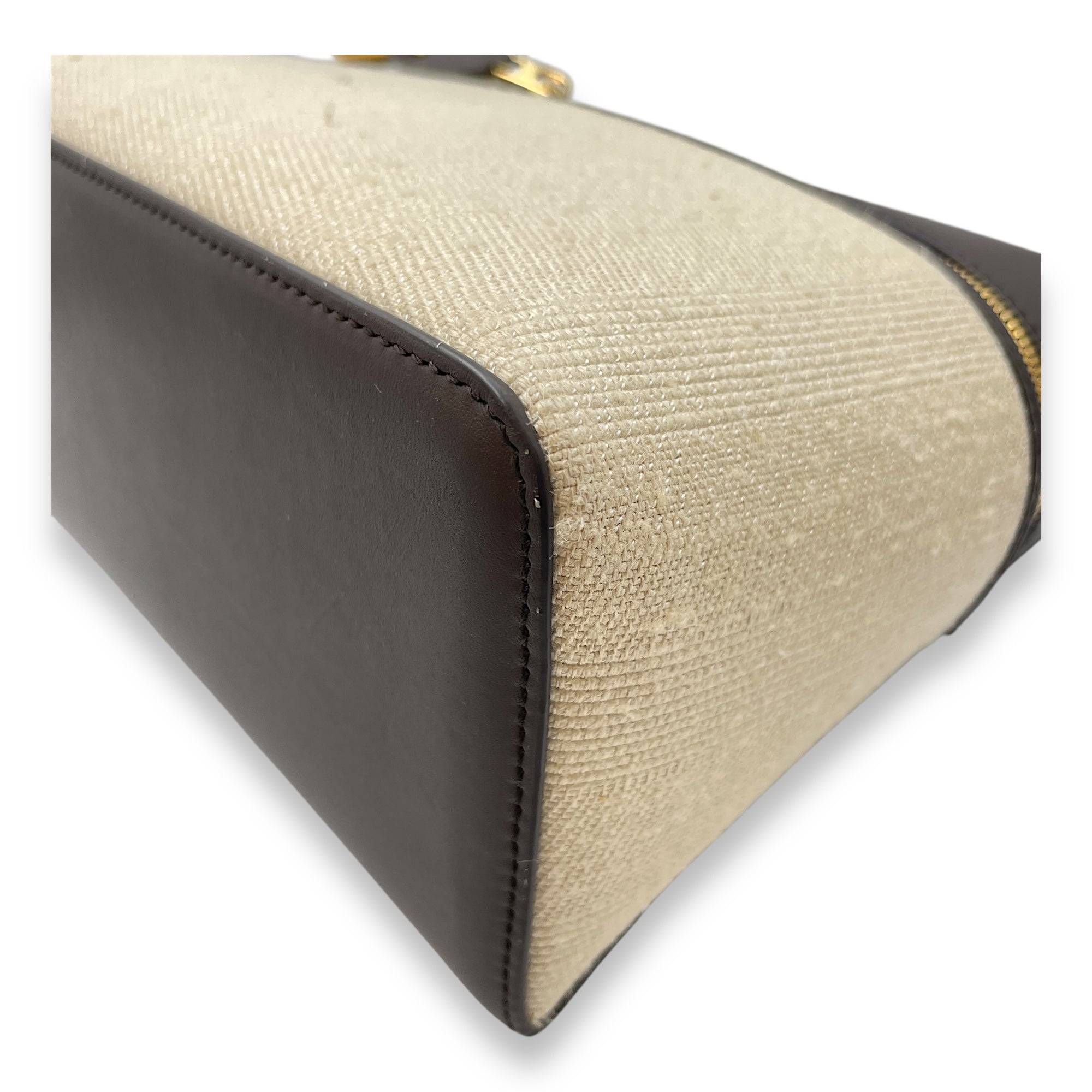 Extra Pocket 27 Silk Milk Amber-Dark Chocolate Shoulder Bag in Silk, Gold hardware