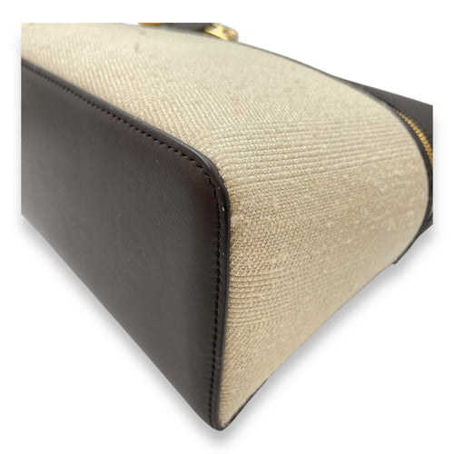 Extra Pocket 27 Silk Milk Amber-Dark Chocolate Shoulder Bag in Silk, Gold hardware