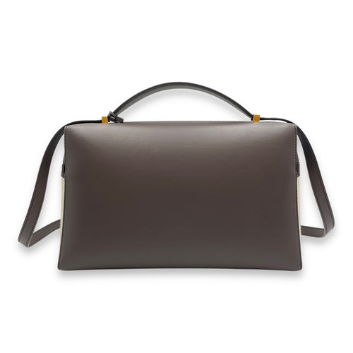 Extra Pocket 27 Silk Milk Amber-Dark Chocolate Shoulder Bag in Silk, Gold hardware