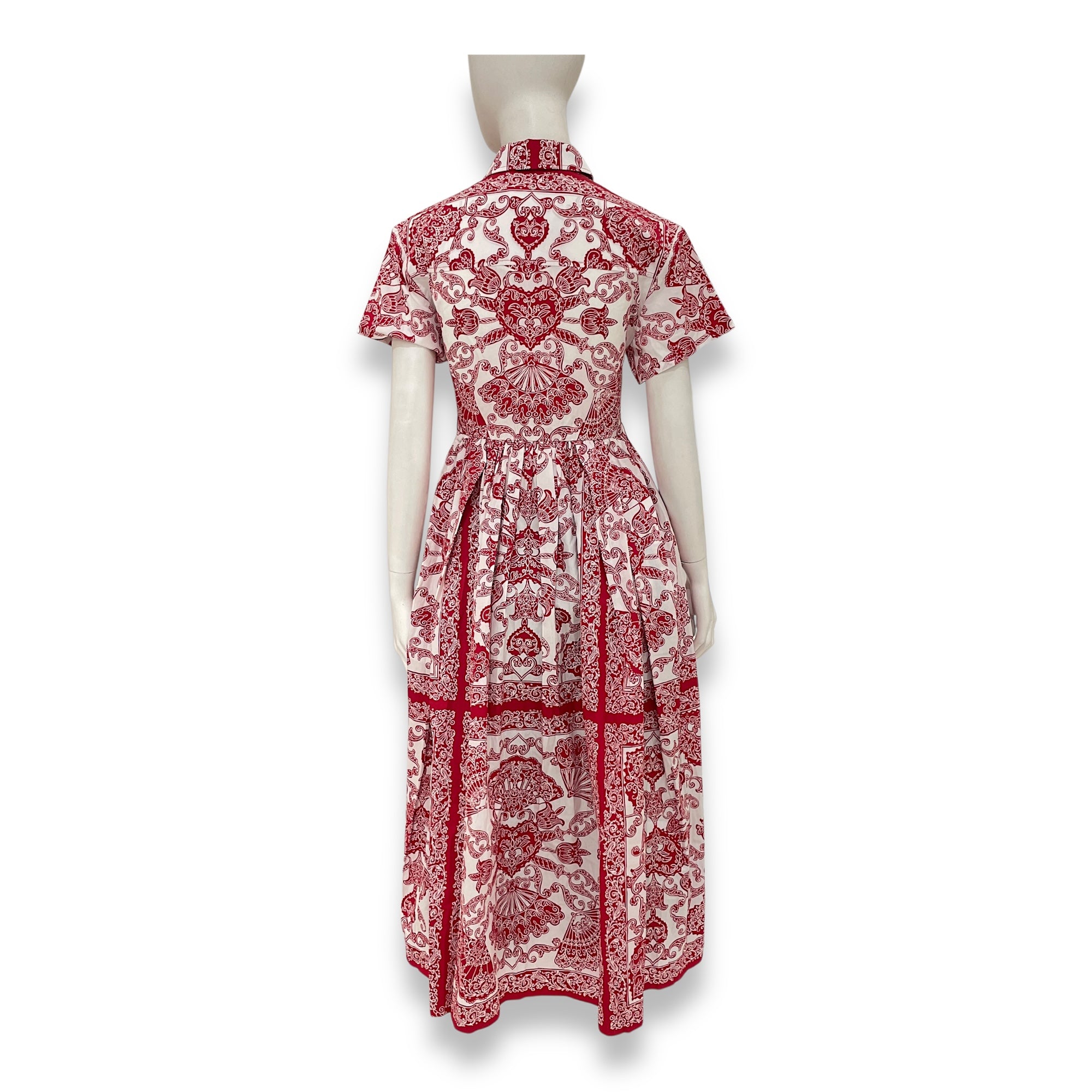 Printed Long Dress 36 Red Ready-To-Wear in Cotton