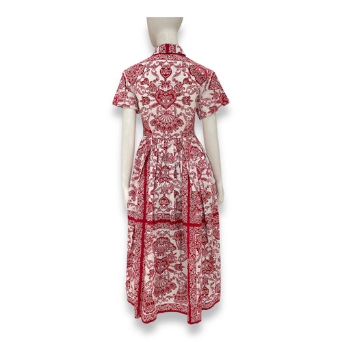 Printed Long Dress 36 Red Ready-To-Wear in Cotton