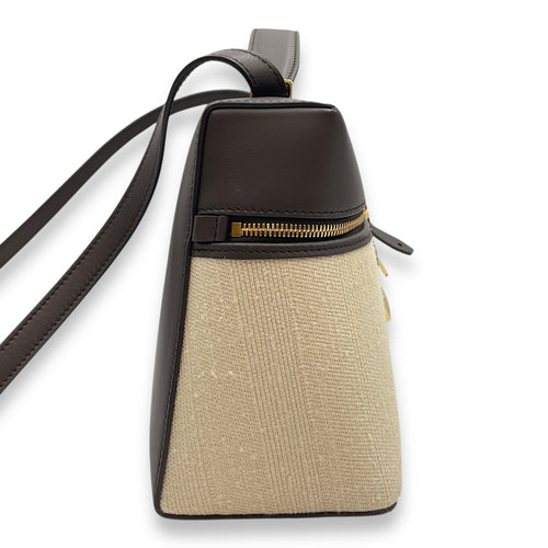 Extra Pocket 27 Silk Milk Amber-Dark Chocolate Shoulder Bag in Silk, Gold hardware