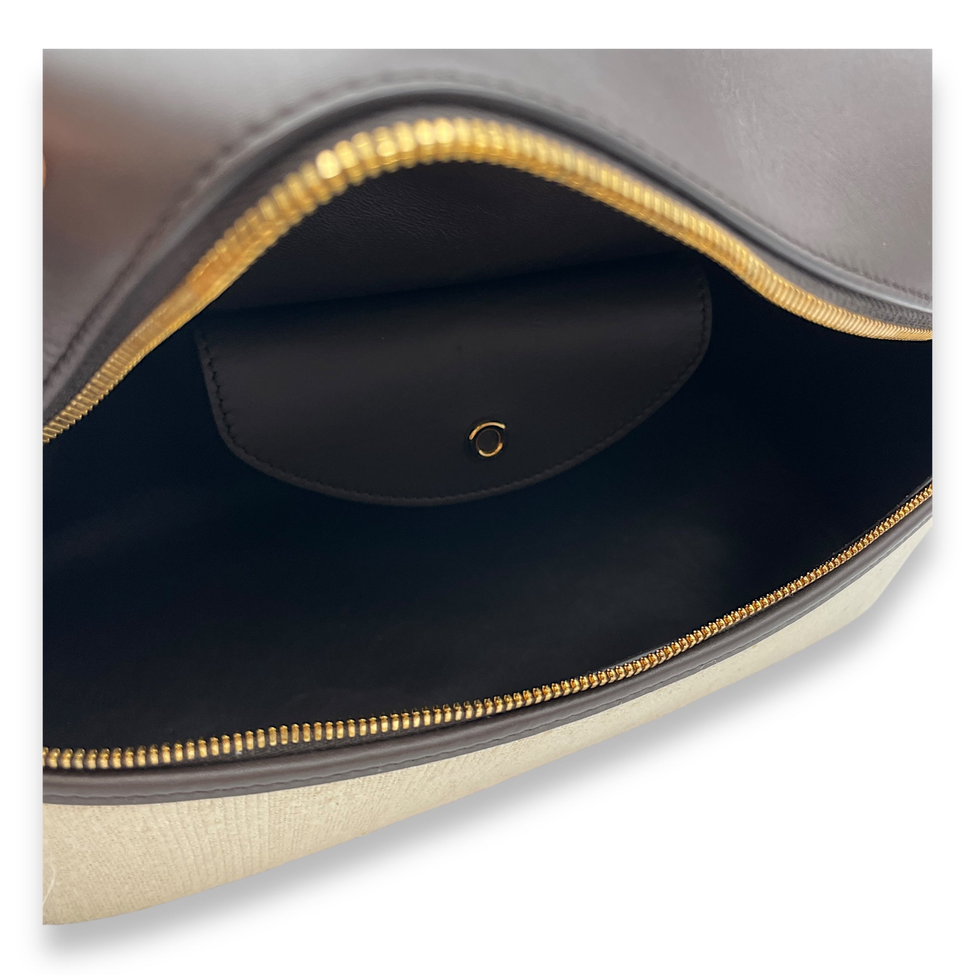 Extra Pocket 27 Silk Milk Amber-Dark Chocolate Shoulder Bag in Silk, Gold hardware