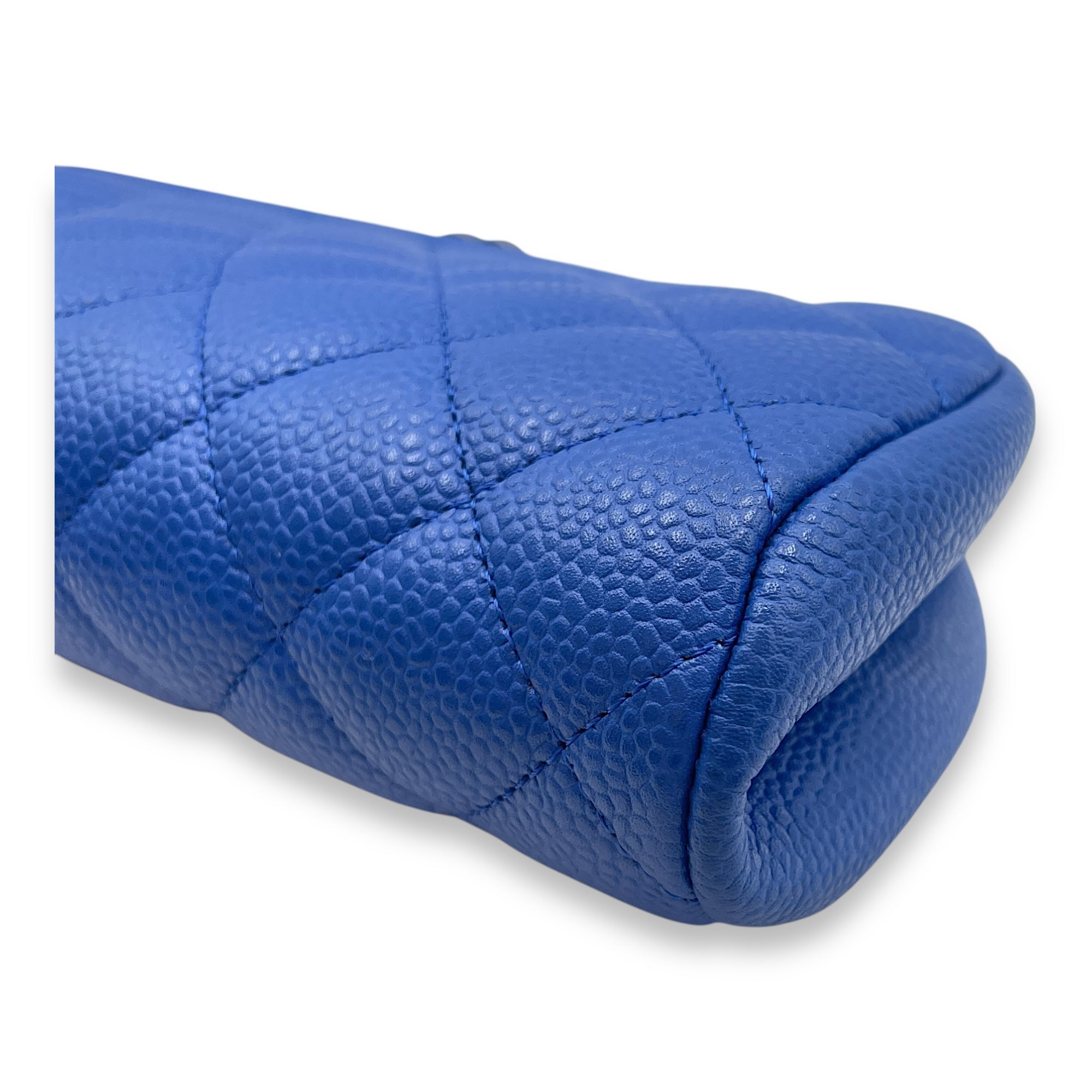 Timeless Blue Clutch in Caviar Leather, Ruthenium hardware