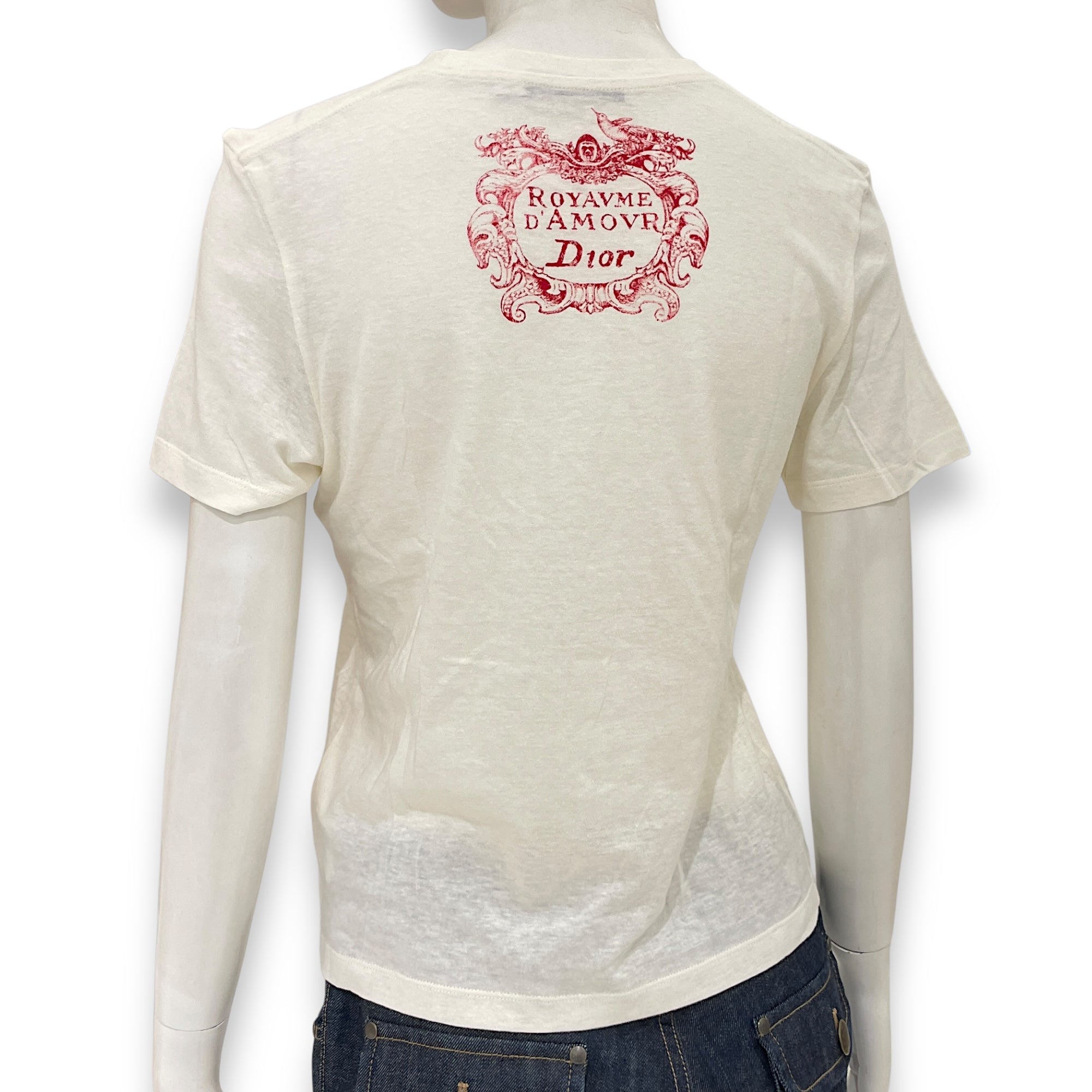 Floral Heart Graphic T-Shirt XS White Ready-to Wear in Cotton