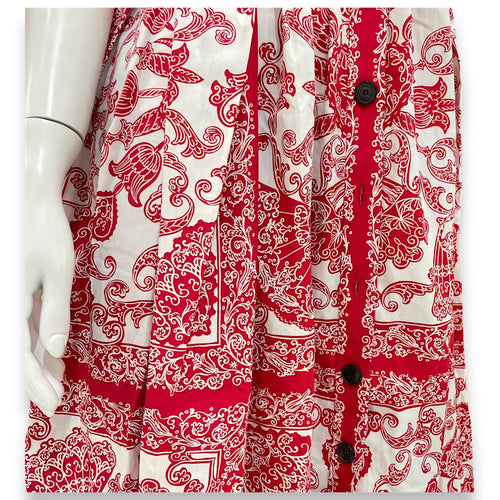 Printed Long Dress 36 Red Ready-To-Wear in Cotton