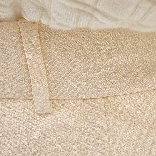 High Waisted Wool Bermuda 34 Beige Ready-To-Wear , Silver hardware