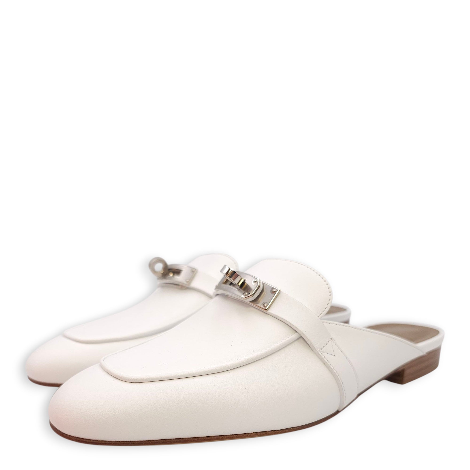 Oz 37 Blanc Mule in Calfskin Palladium hardware CL2509-15789 2