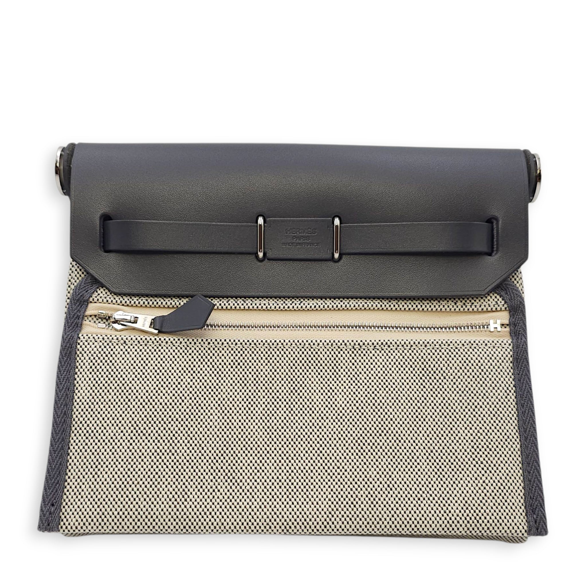 Herbag 20 Ardoise/Ecru-Ardoise in Vache Hunter/Toile, Palladium hardware