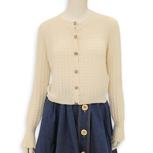 CC Cardigan with Crystal CC Buttons 38 White Ready-To-Wear in Cashmere