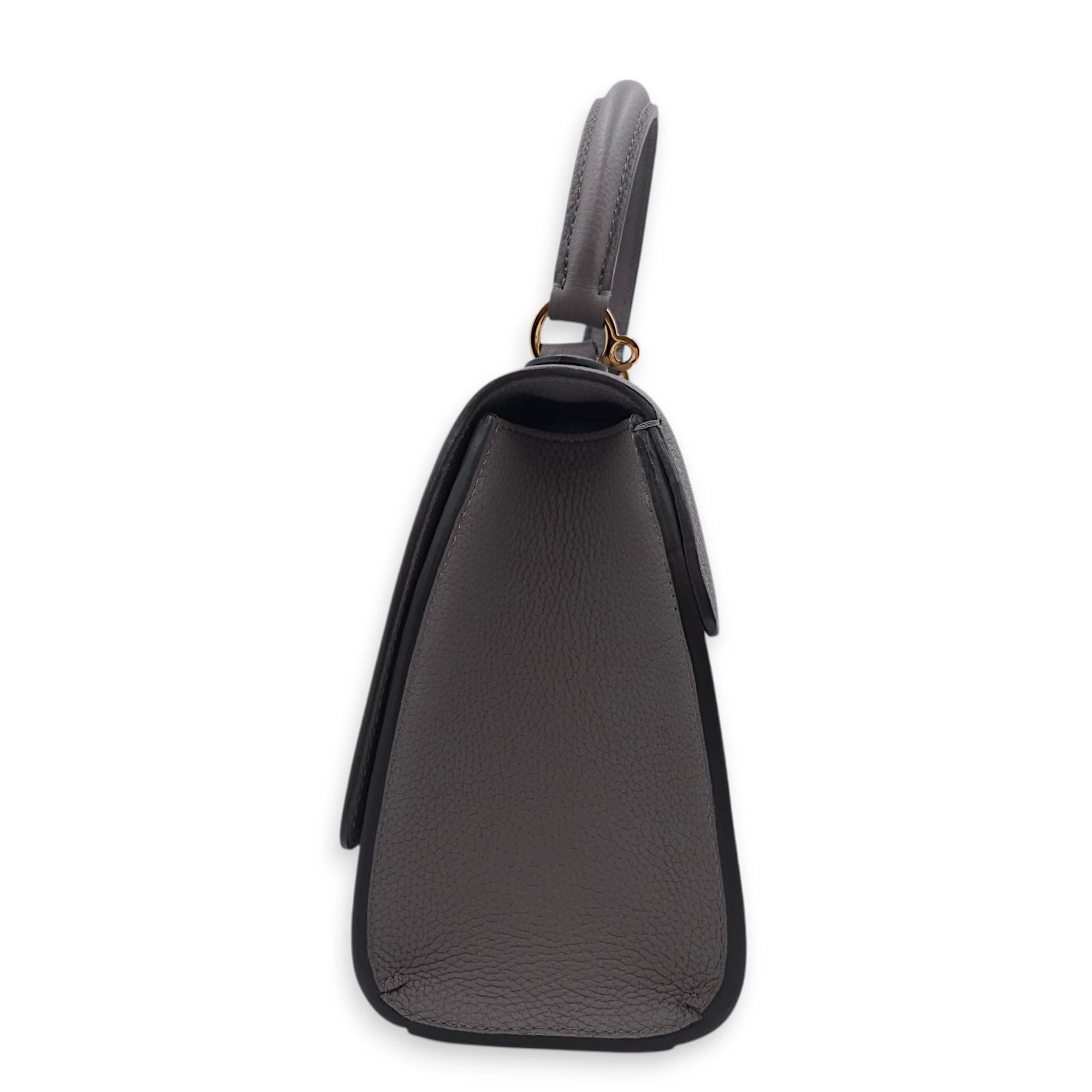 Rejane PM Grey Shoulder Bag in Calfskin, Gold hardware