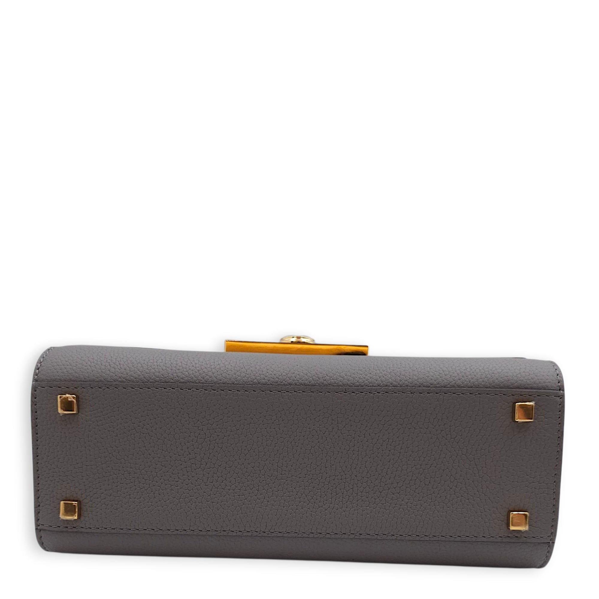 Rejane PM Grey Shoulder Bag in Calfskin, Gold hardware