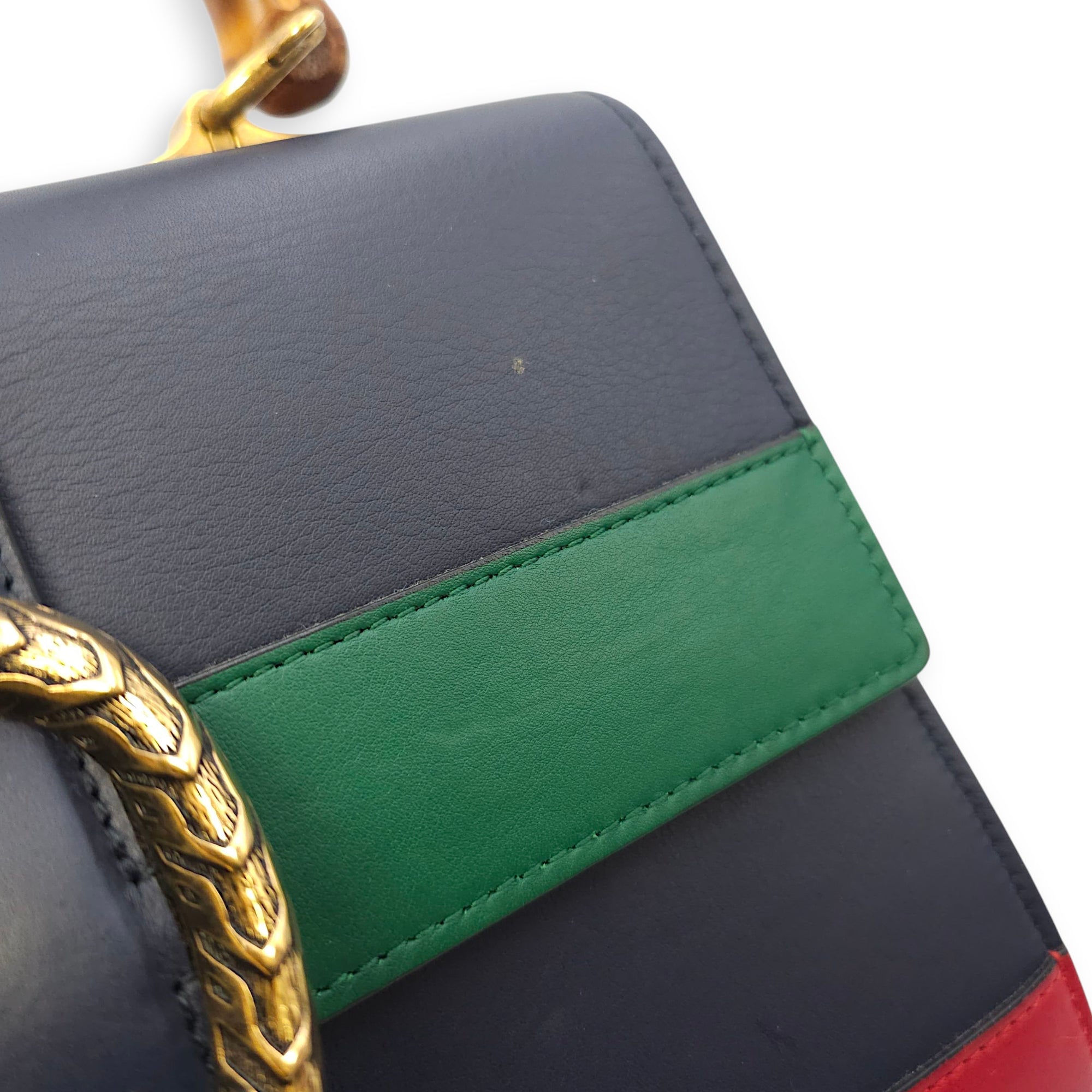 Moon Dionysus Bamboo Web Medium Multi-colour Shoulder Bag in Calfskin, Gold hardware