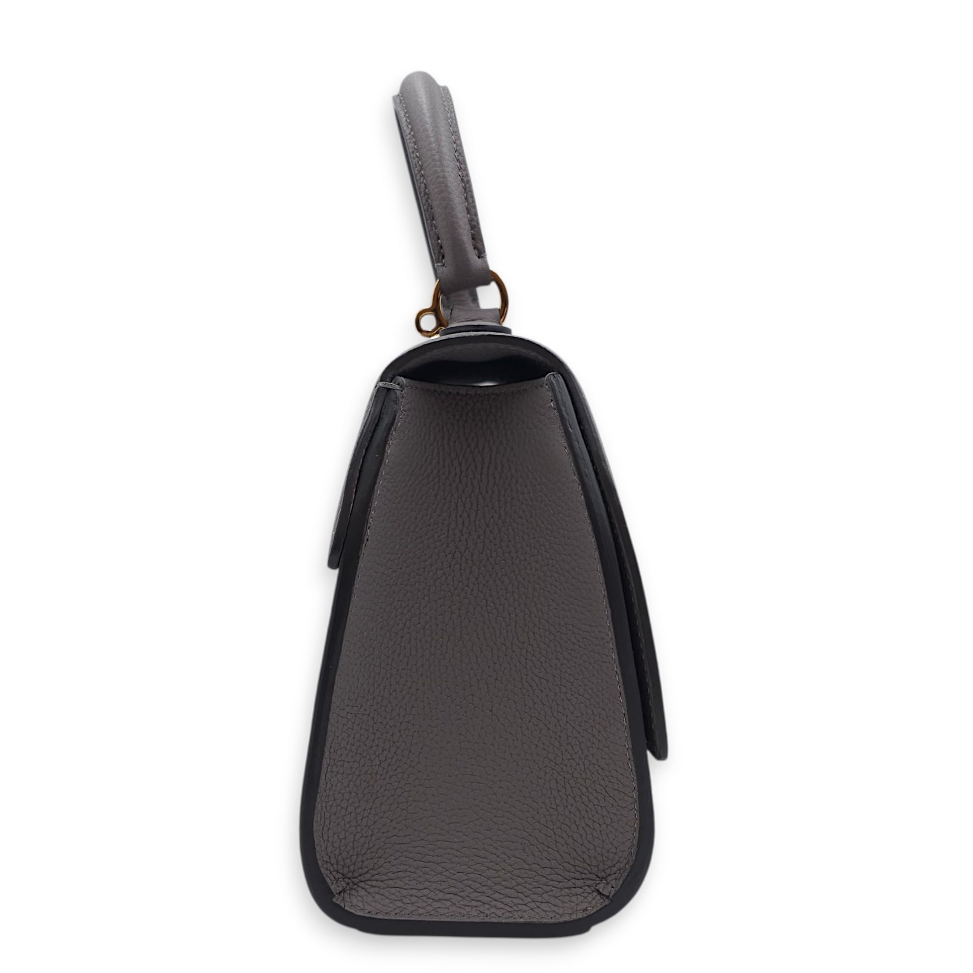 Rejane PM Grey Shoulder Bag in Calfskin, Gold hardware
