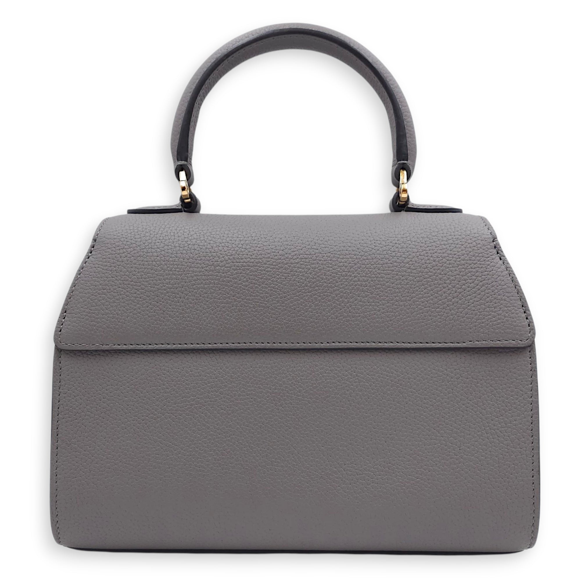 Rejane PM Grey Shoulder Bag in Calfskin, Gold hardware