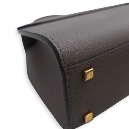 Rejane PM Grey Shoulder Bag in Calfskin, Gold hardware