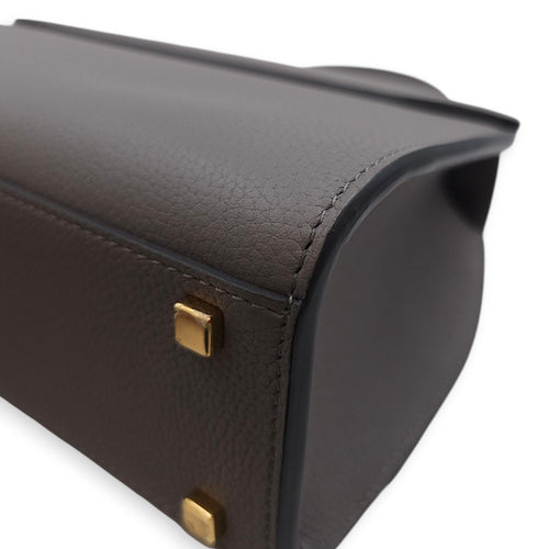 Rejane PM Grey Shoulder Bag in Calfskin, Gold hardware