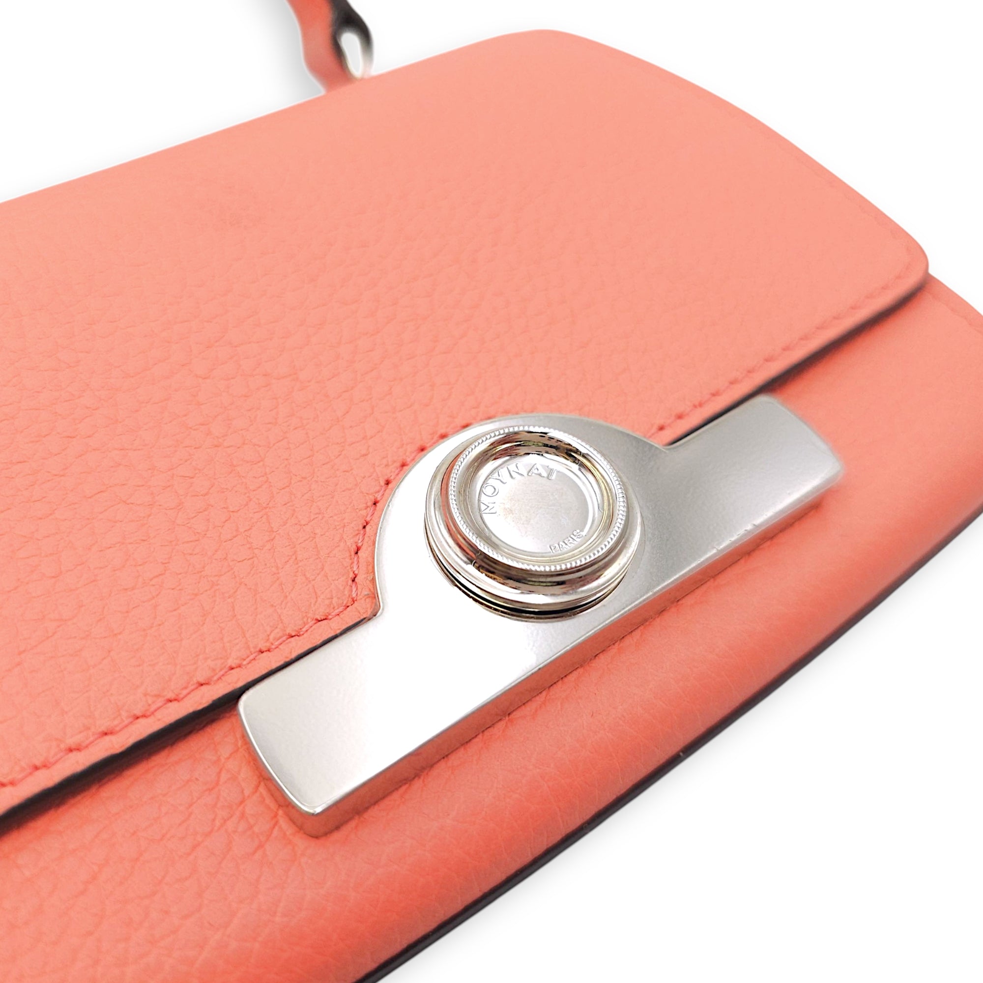 Rejane Nano Pink Shoulder Bag in Calfskin, Silver hardware
