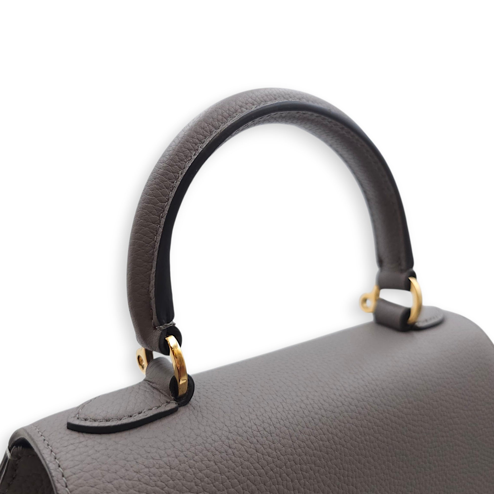 Rejane PM Grey Shoulder Bag in Calfskin, Gold hardware
