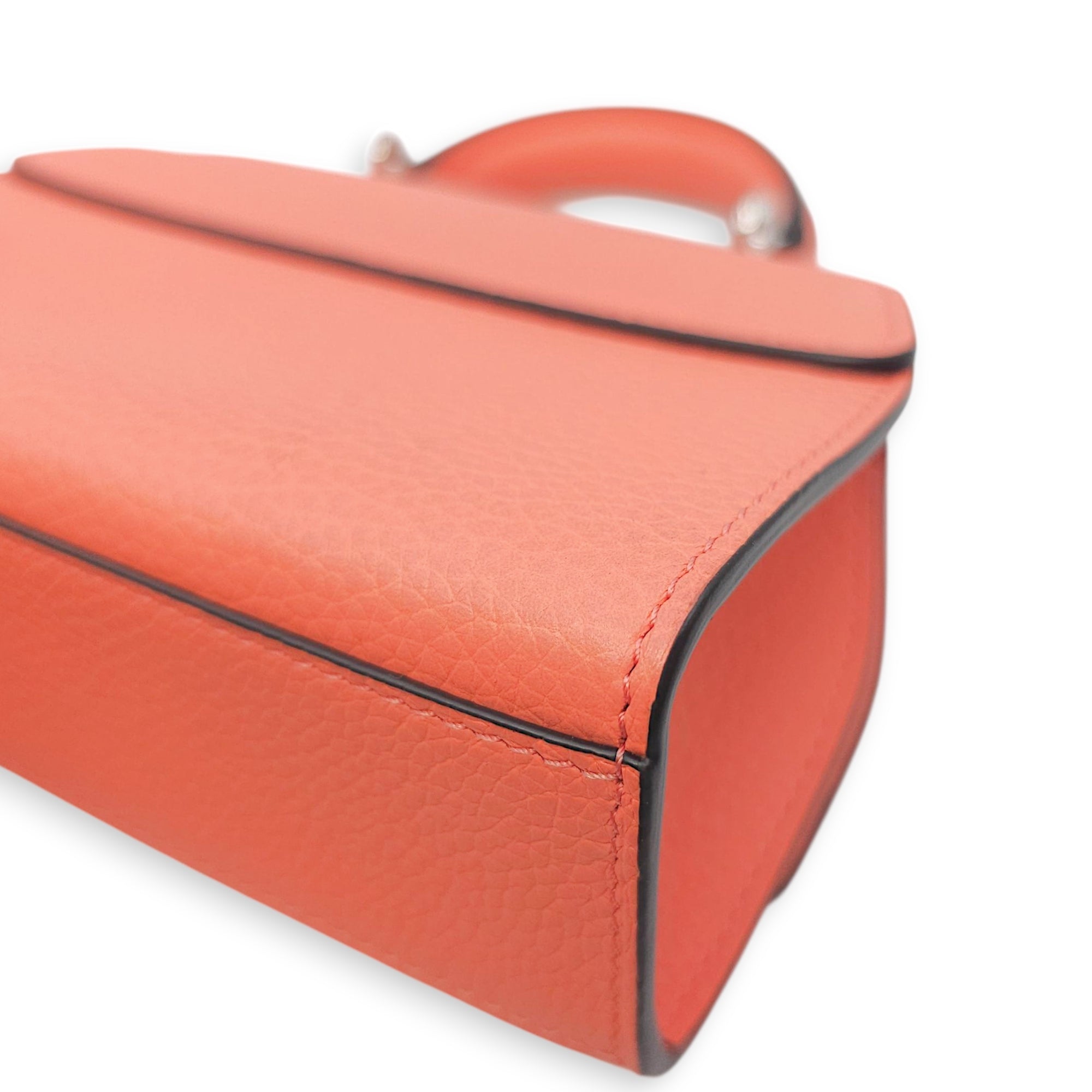Rejane Nano Pink Shoulder Bag in Calfskin, Silver hardware