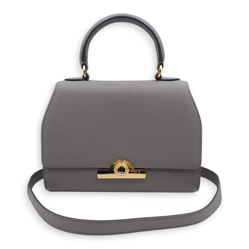 Rejane PM Grey Shoulder Bag in Calfskin, Gold hardware